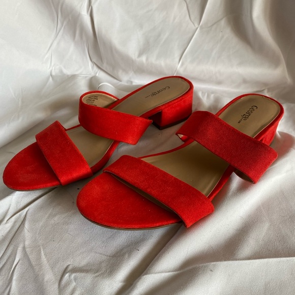 Brand New Red Slip On Suede Sandals - EU 38.5 - US 8 - Picture 1 of 3